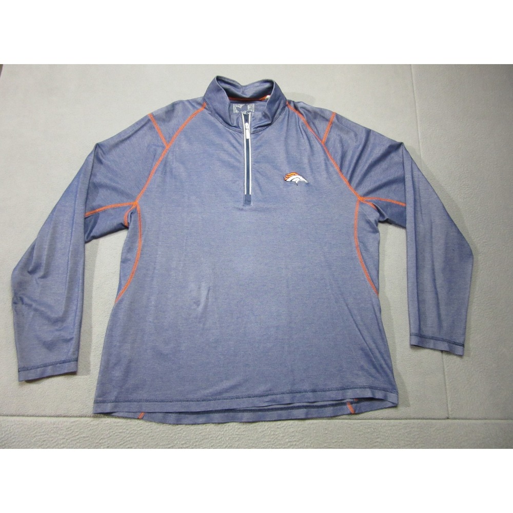 Denver Broncos Tommy Bahama Mens XL Blue Orange Quarter Zip Pullover NFL Logo